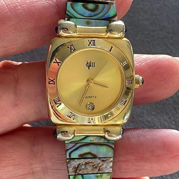 Quartz Vintage Gold Tone Abalone Mermaid Women's Watch OS - Picture 4 of 6